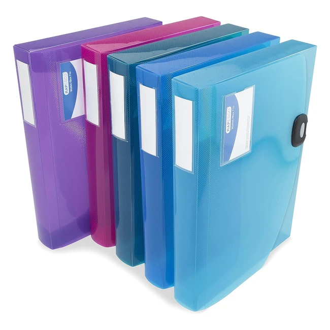 Rapesco 1690 Rigid Box File 40mm Spine A4 Transparent Assorted Colours - Pack of 5