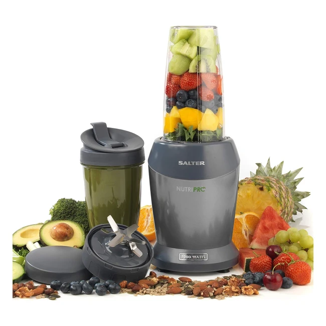 Salter NutriPro 1000 Blender - Cold Beverage Smoothie Maker - Healthy Juicer - 2 Blending Cups - Stay Fresh Lids - 1000W