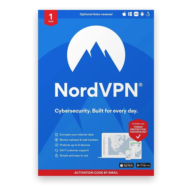 NordVPN Standard - Cybersecurity Software | Block Malware & Ads | Protect Personal Info
