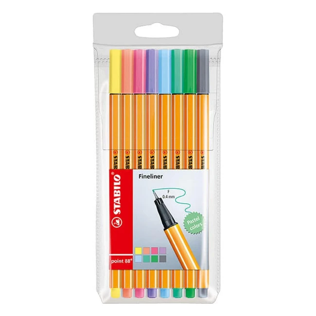 Stabilo Point 88 Fineliner - Pack of 8 Assorted Pastel Shades