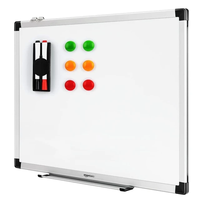 Amazon Basics Magnetic Whiteboard 60x45cm - Aluminium Trim - Drywipe Writing Sur