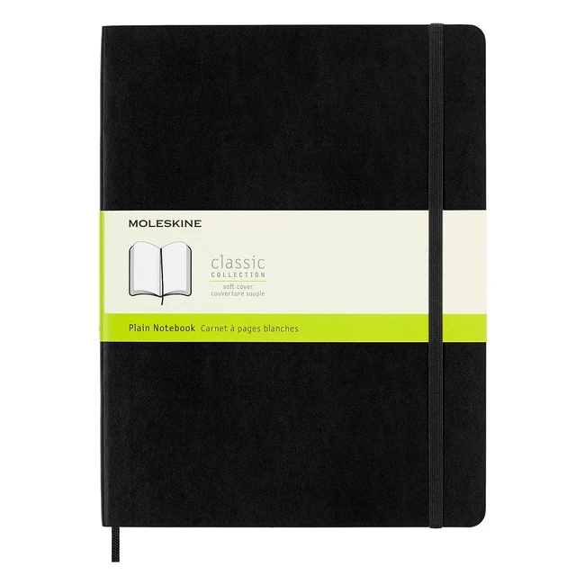 Moleskine Classic Plain Paper Notebook - Black, XL Size - 192 Pages