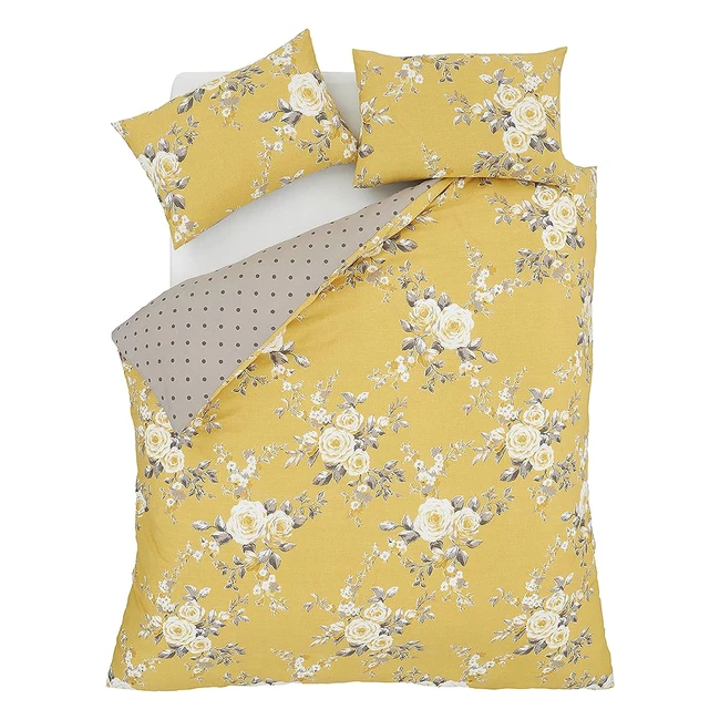 Catherine Lansfield Canterbury Ochre King Duvet Set - Easy Care, Stylish Design