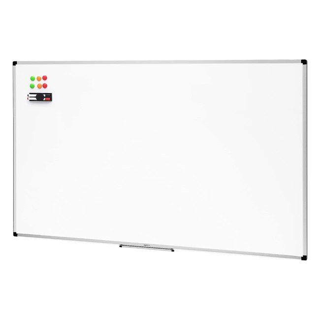 Amazon Basics Magnetisches Whiteboard 90x60cm - Trocken Abwischbar, Stiftablage, Aluminiumleisten