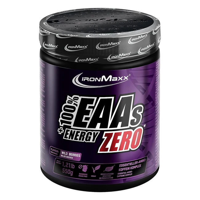 IronMaxx EAAs Energy Zero Aminos Pulver, zuckerfrei, wilde Beeren Geschmack, 500 g