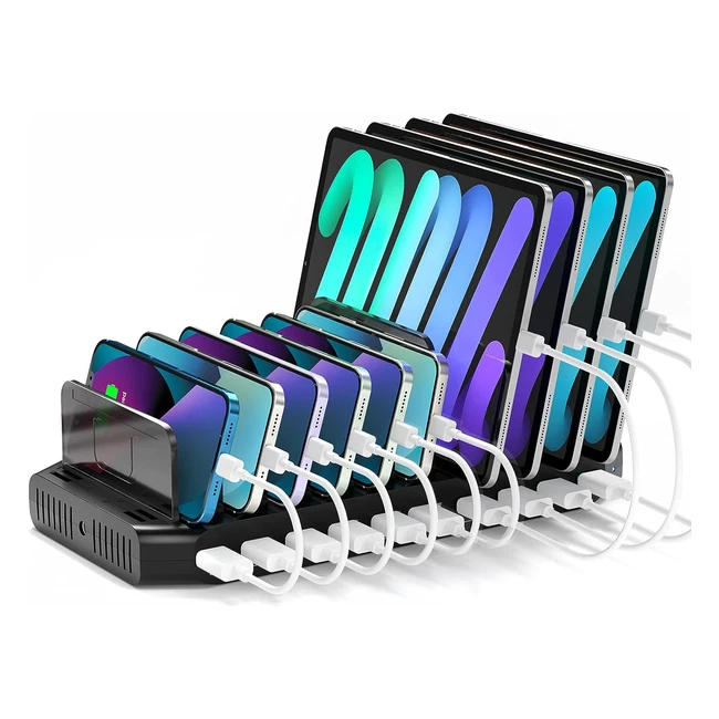 Stazione di Ricarica USB Unitek per Più Dispositivi - Ricarica Rapida 30 - Compatibile per Smartphone, Tablet, iPad e Altri Dispositivi