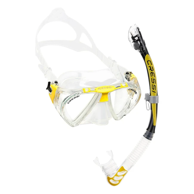 Cressi Premium Adult Dry Snorkel Combo Set - Alpha Ultra Dry Snorkel, Penta Mask - Ideal for Scuba Diving and Snorkeling