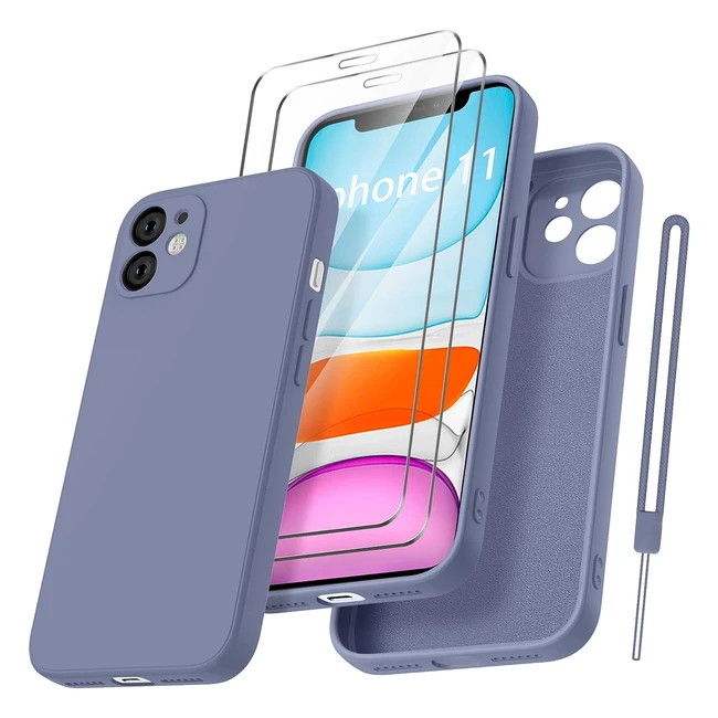 Coque de protection pour iPhone 11 - Verre tremp - Silicone antichoc - Bleu Gr