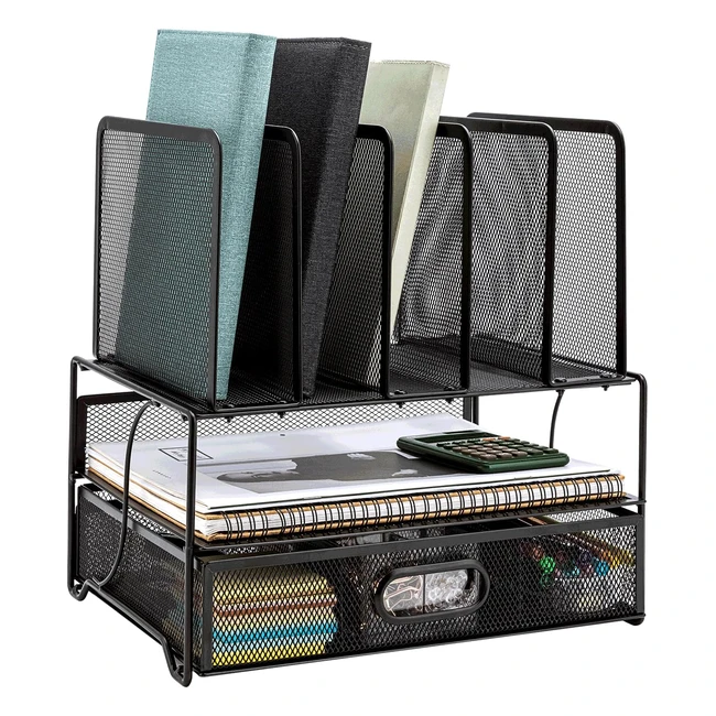 Amazon Basics Mesh Schreibtischorganizer mit Schublade Doppelschicht und 5 vert