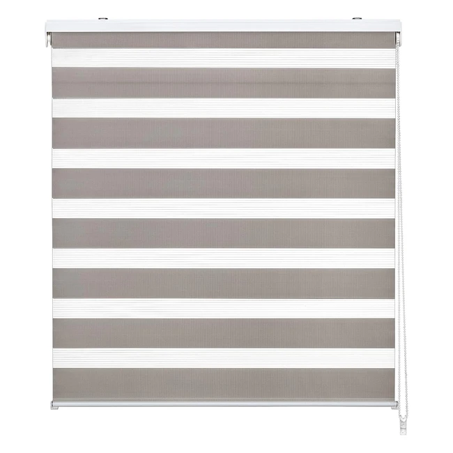 Store Enrouleur Jour et Nuit Gris - Réglable, Tamise la Lumière - Support et Accessoires Inclus