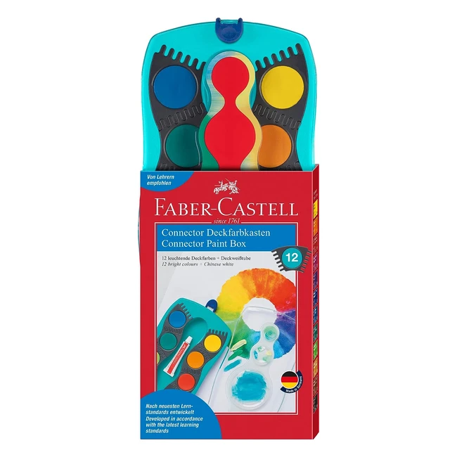 Fabercastell 125003 Farbkasten Connector mit 12 Farben inkl Deckwei Pinselfa