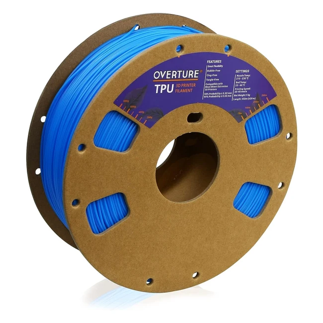 Filament TPU Overture 175mm - Bobine 1kg22lbs - Prcision dimensionnelle 003m