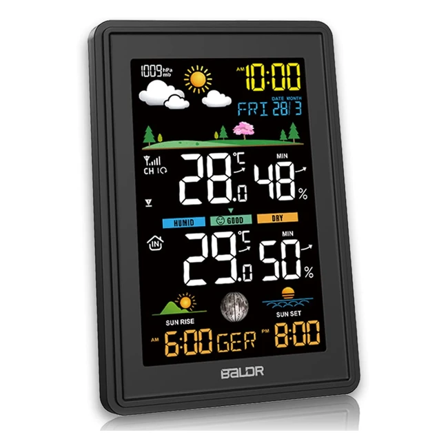 Konsen Wetterstation mit Farbdisplay Auensensor DCF-Funkuhr Multifunktions-