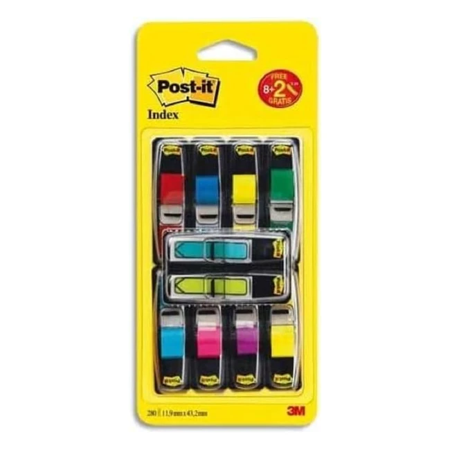 Post-it Index Small Flags - Value Pack (8 Pads) + 2 Arrow Pads Free - 328 Flags per Pad - 119mm x 432mm - Yellow, Red, Green, Blue, Purple, Pink