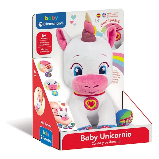 Peluche interactivo Clementoni Baby Unicornio 55262 - Luz, sonidos y diversión