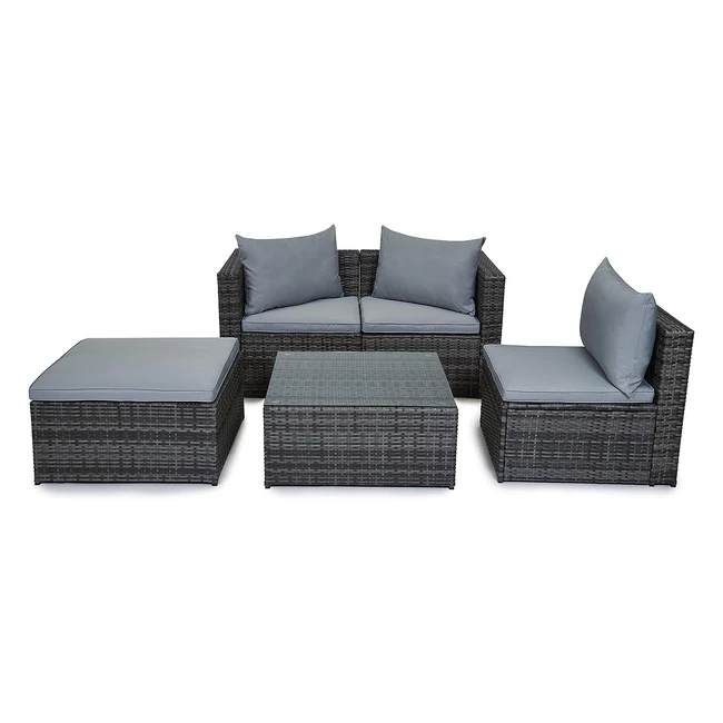 Evre Outdoor Rattan Garden Furniture Set - Grey, Malaga, Reference: 123456, Comfy Cushions