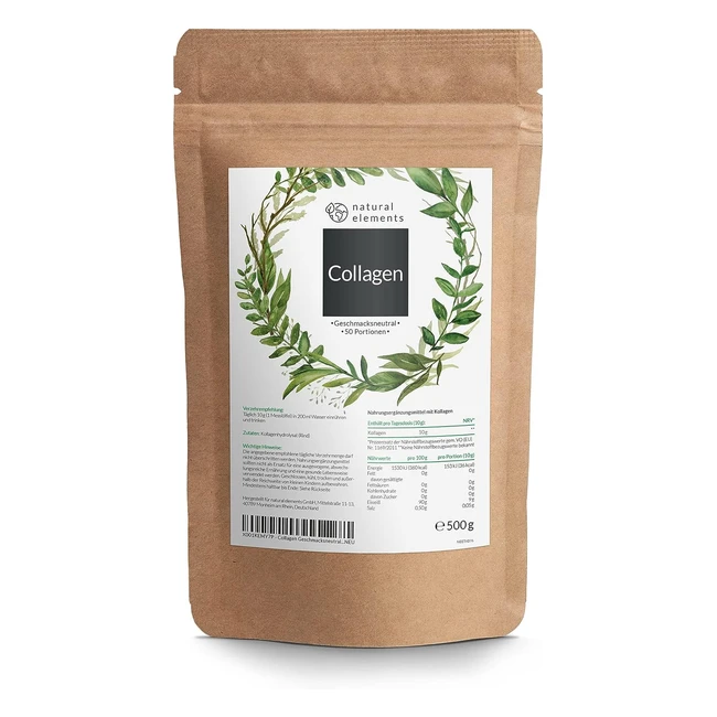 Kollagen Pulver 500 g - Kollagenhydrolysat Peptide - Typ 1 und 3 - geschmacksneutral - perfekte Löslichkeit - natürlich - laborgetestet - hergestellt in Deutschland