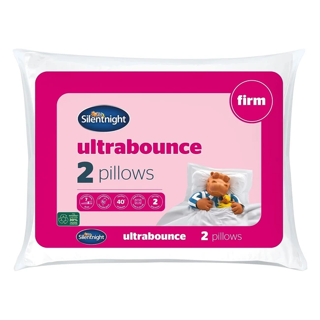 Silentnight Firm Pillows 2 Pack - Firm Support, Fibre Core, Ideal for Side Sleepers