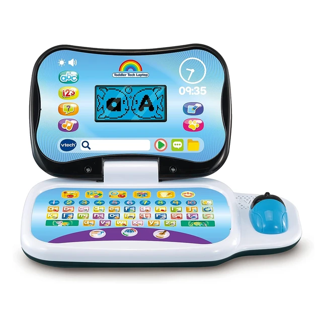 VTech Toddler Tech Laptop - Interactive Educational Computer Toy - 20 Games - Learn Alphabet Letters Shapes Numbers Music - French - Age 2-4