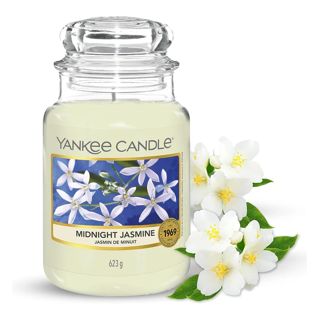 Yankee Candle Midnight Jasmine Large Jar Candle | Up to 150 Hours Burn Time