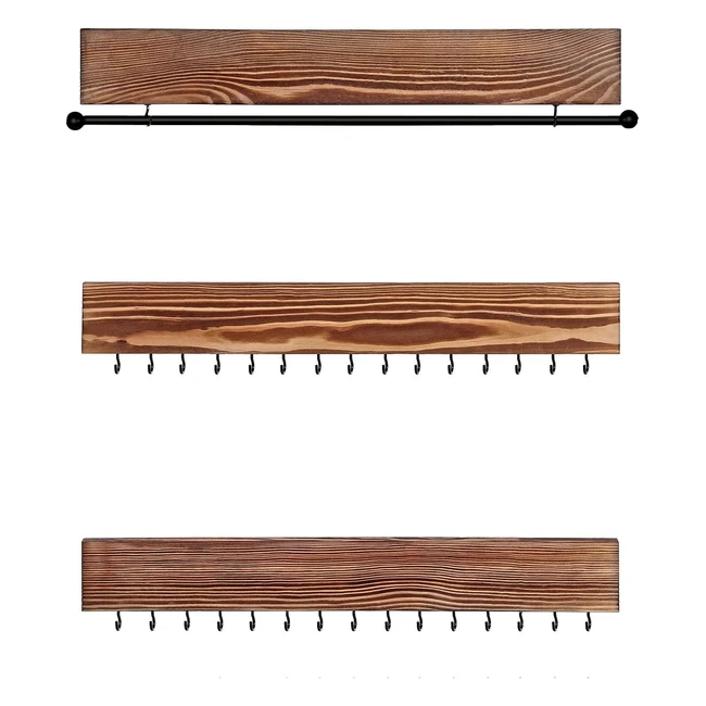 Songmics Porta Gioielli da Parete - Set da 3 - 30 Gancetti - Colore Legno - JJS11CB