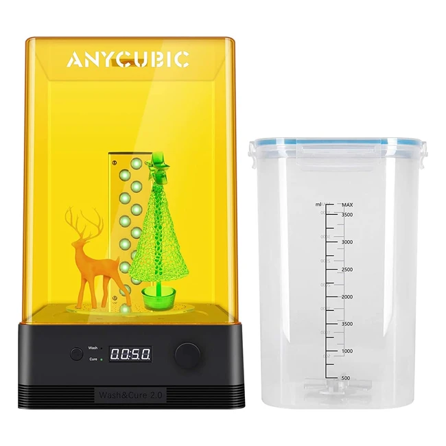 Anycubic Wash and Cure 20 - Machine pour imprimante 3D résine, seau de lavage 2 en 1 et dispositif de séchage UV