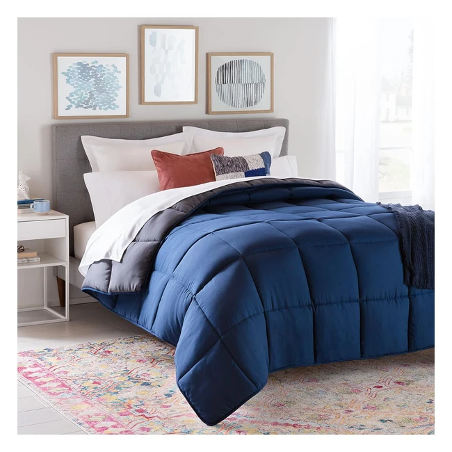 Linenspa LS701320NVGRMICOEU 4Season Microfaser Bettdecke Alternative zur Daunendecke Ultra weich Allergikergeeignet Marineblau/Grafit 135 x 200 cm