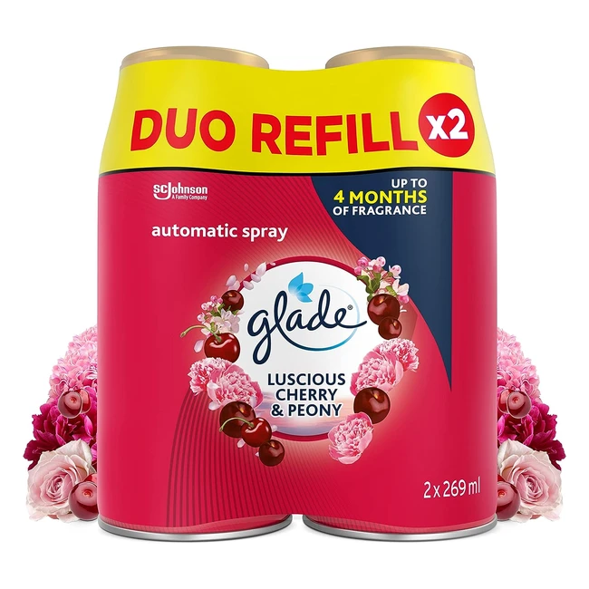 Glade Automatic Air Freshener Refills - Cherry Peony - Pack of 4 Duos