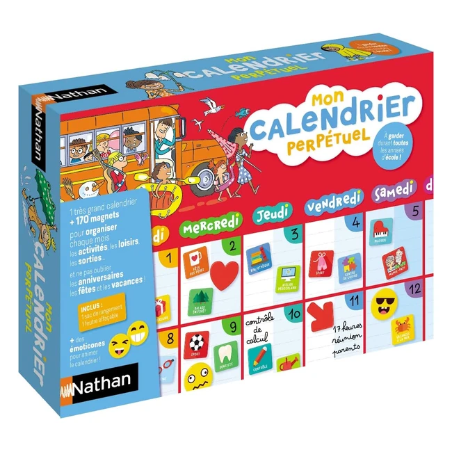 Calendrier perpétuel magnétique Nathan 31025 - Organisez les activités de toute la famille