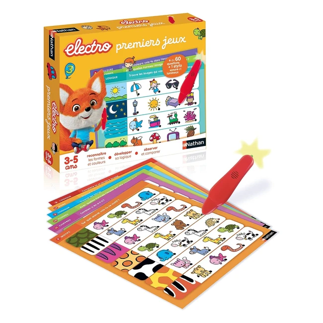Nathan Electro Premiers Jeux - Reconnaître Formes & Couleurs - Jeu Educatif Electronique - 1 Stylo Sonore Inclus