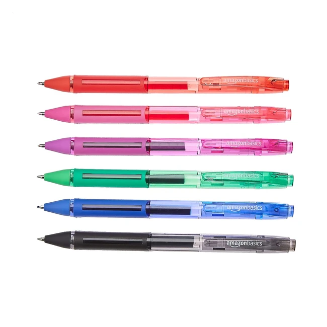 Amazon Basics Gel Pens - Medium Point - 6 Count - Assorted Colors