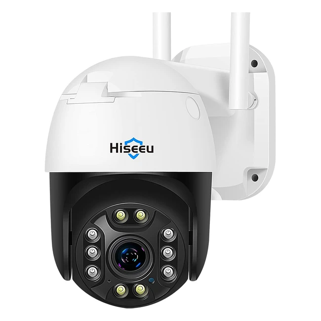 Cmara de vigilancia WiFi exterior Hiseeu 5x zoom ptico 2k 3MP - Visin noct