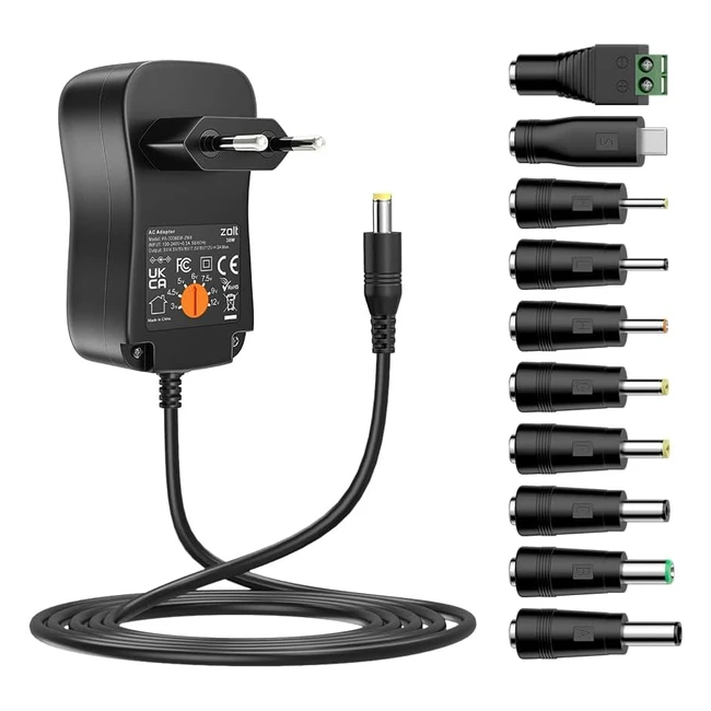 Adaptateur Secteur Universel Zolt 36W ACDC 3V-12V 1A-3A avec 10 Connecteurs pou