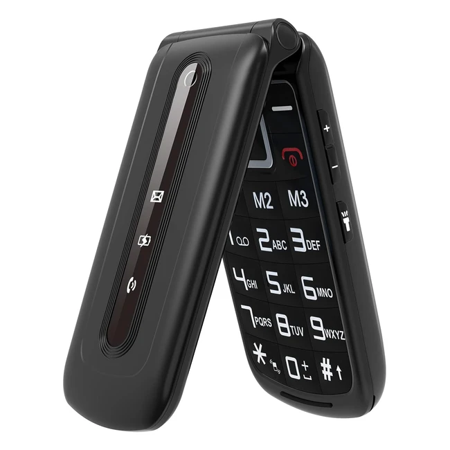 Téléphone portable pour personnes âgées - Grandes touches - Fonction SOS - Double écran - Volume élevé
