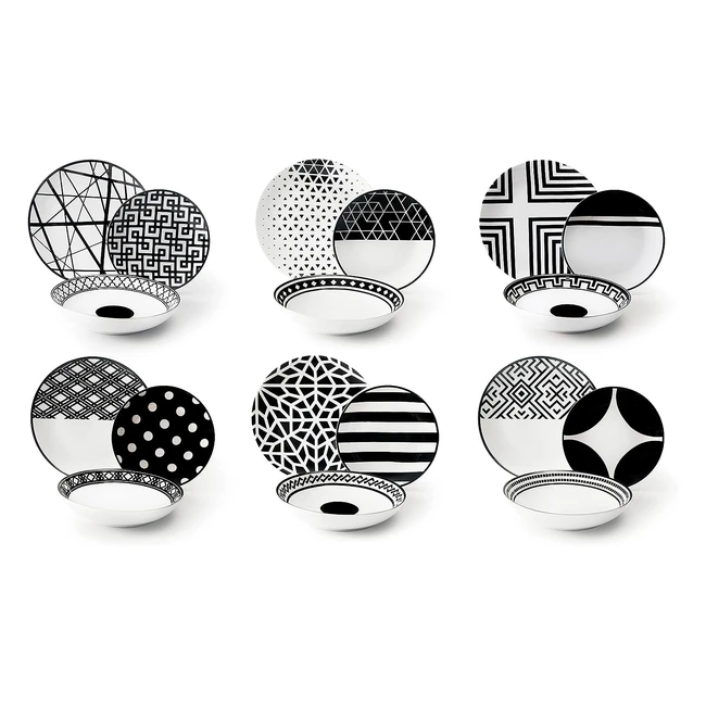Juego de Platos Porcelana Blanconegro Excelsa Emily 18 Artculos