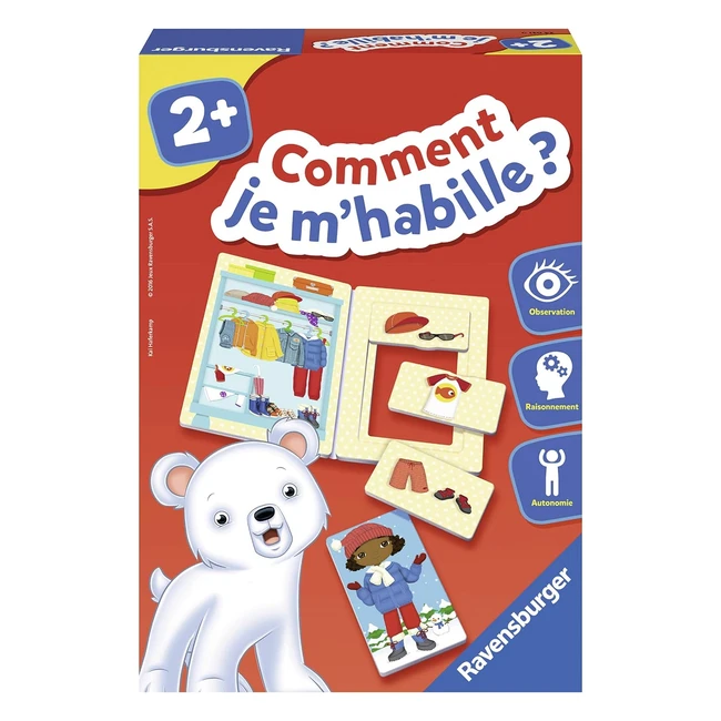 Jeu éducatif Ravensburger Comment je m'habille - Observation, manipulation, langage - Développement de l'autonomie - Puzzle enfant premier âge - Dès 2 ans