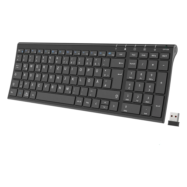 iClever Clavier Sans Fil Allemand QWERTZ Aluminium Lger Slim - Rf 123456789
