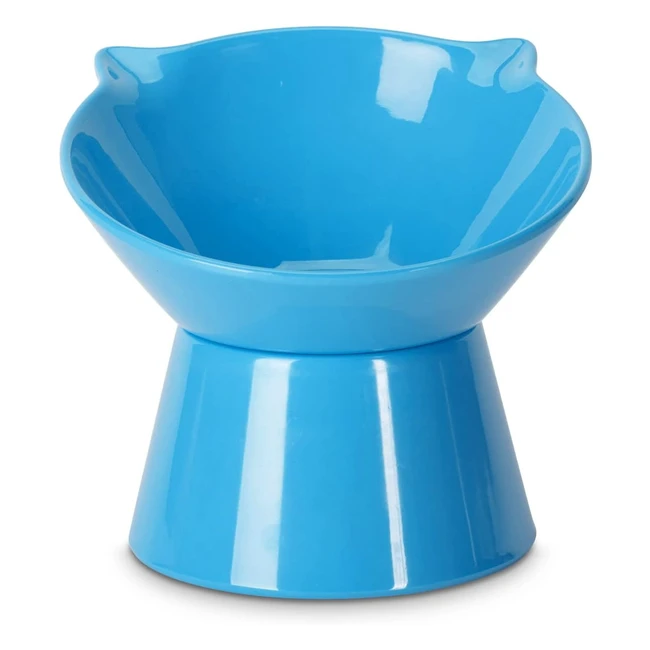 Cuenco elevado para gatos - Comedero para perros y gatos - Inclinación de 15° - Fácil de limpiar - Azul
