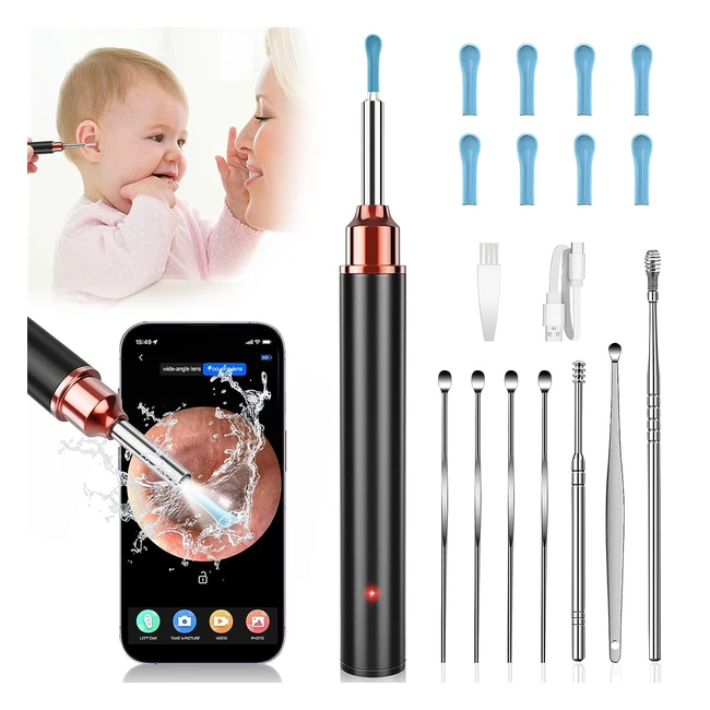 Otoscope Oreille 21 pcs 1920p HD 35mm Camera IP67 Étanche USB-C Endoscope WiFi Nettoyant Oreille Kit