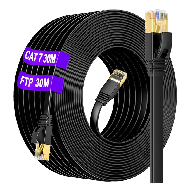 Câble Ethernet 30m Cat 7 Blindé RJ45 - Haut Débit 10Gbps - Résistant aux Intempéries - Anti-interférence