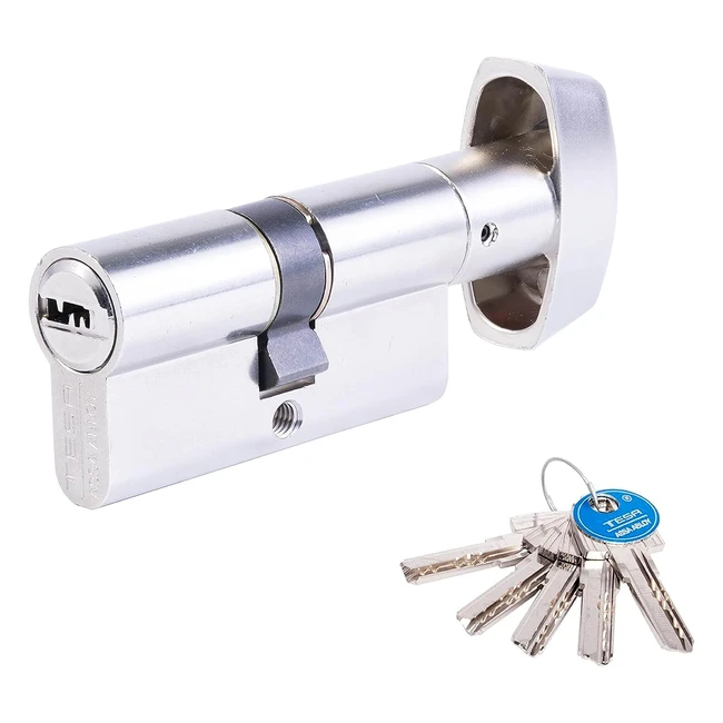 Cilindro de seguridad TESA Assa Abloy T65B3060N estándar T60 niquelado 30x60mm llave botón leva larga