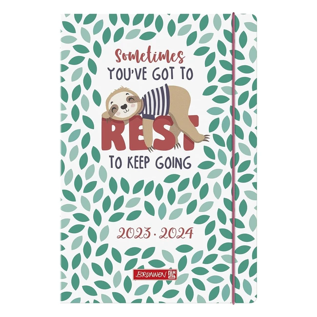 Brunnen Schülerkalender Faultier 2023-2024 A5 weißblau