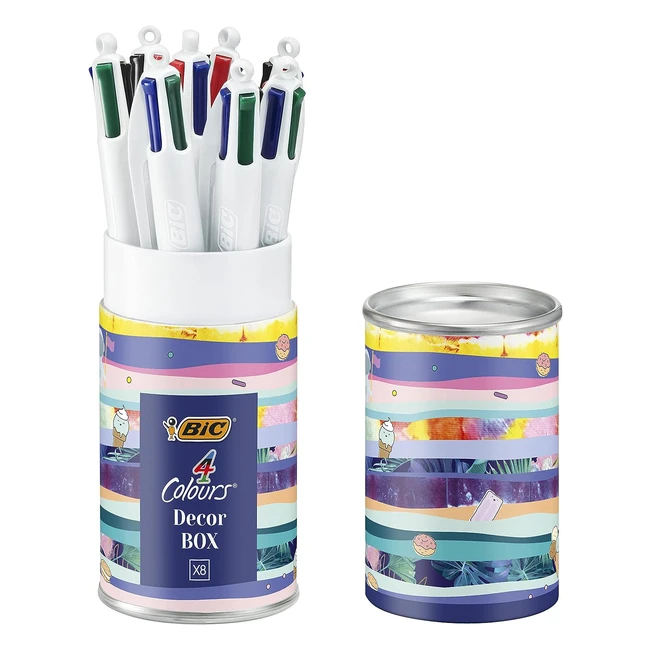 BIC 4 Colours Message Box - Kugelschreiber, mittlere Spitze 1.0 mm, 8 Stück