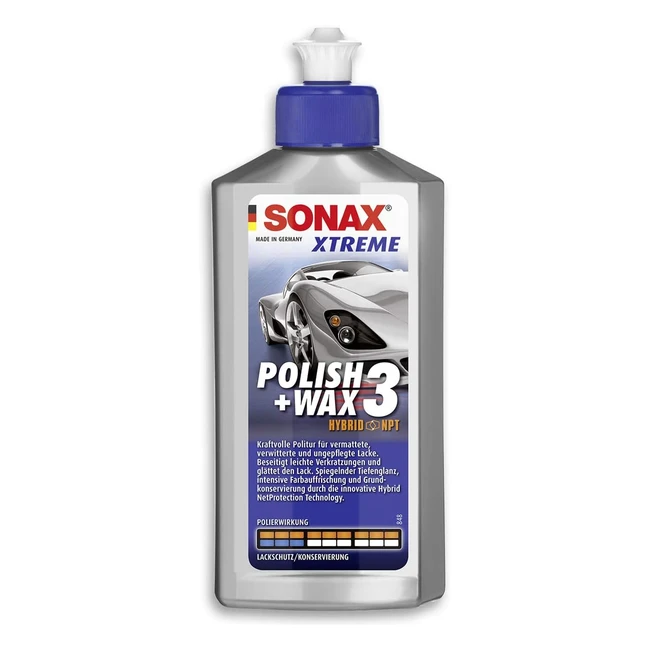 Sonax Xtreme Polishwax 3 Hybrid NPT 250 ml - Pulimento y Cera para Pinturas Mate Desgastadas - Ref. 02021000544