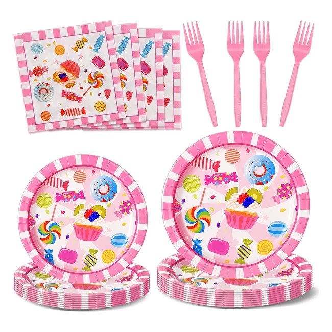 Set stoviglie per feste 96 pezzi, caramelle, posate compleanno - nkaiso