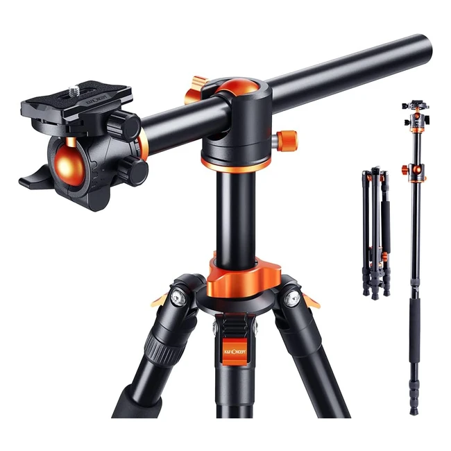 KF Concept TM2534T - Treppiede Reflex Professionale - Colonna Trasversale - 189cm - 4 Sezioni - Alluminio - Testa a Sfera - Canon Nikon - Rosso