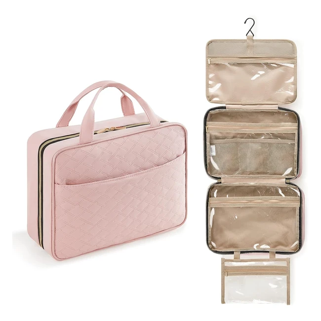 Trousse de toilette suspendue Lifewit - Grande capacité - Transparente - Rose
