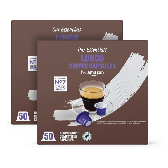 Capsules de café Lungo compatibles Nespresso - 100 capsules - 2 paquets x 50 - Certifié Rainforest Alliance