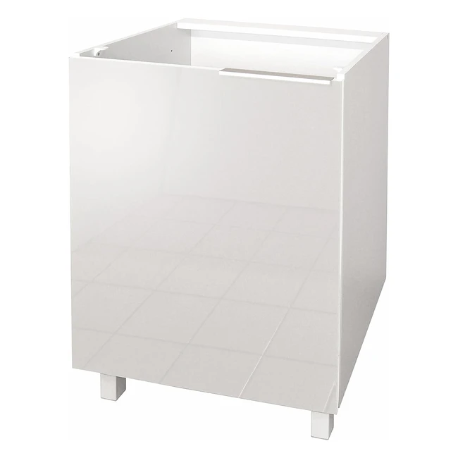 Meuble bas de cuisine Berlioz Creations CP6BB, blanc haute brillance, 60 x 52 x 83 cm, fabriqué en France