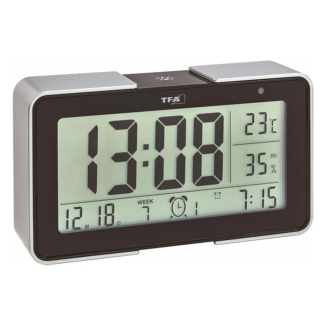 Réveil radio TFA Dostmann Melody 60254001 - Sons de réveil, mélodies, cris d'animaux - Alarme numérique noir